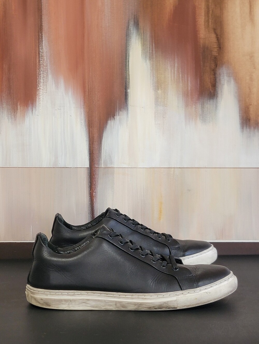 Thursday Shoes Mens Everyday Black Leather Sneakers Minimalist Handmade Sz 10.5
